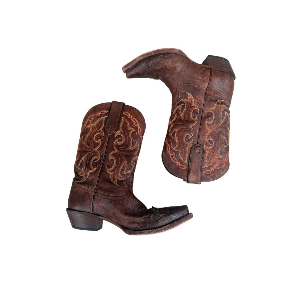 Tony Lama VF6005 Women's Clay Santa Fe Leather Cowboy Boots Size 7 B Snip Toe - Picture 2 of 12